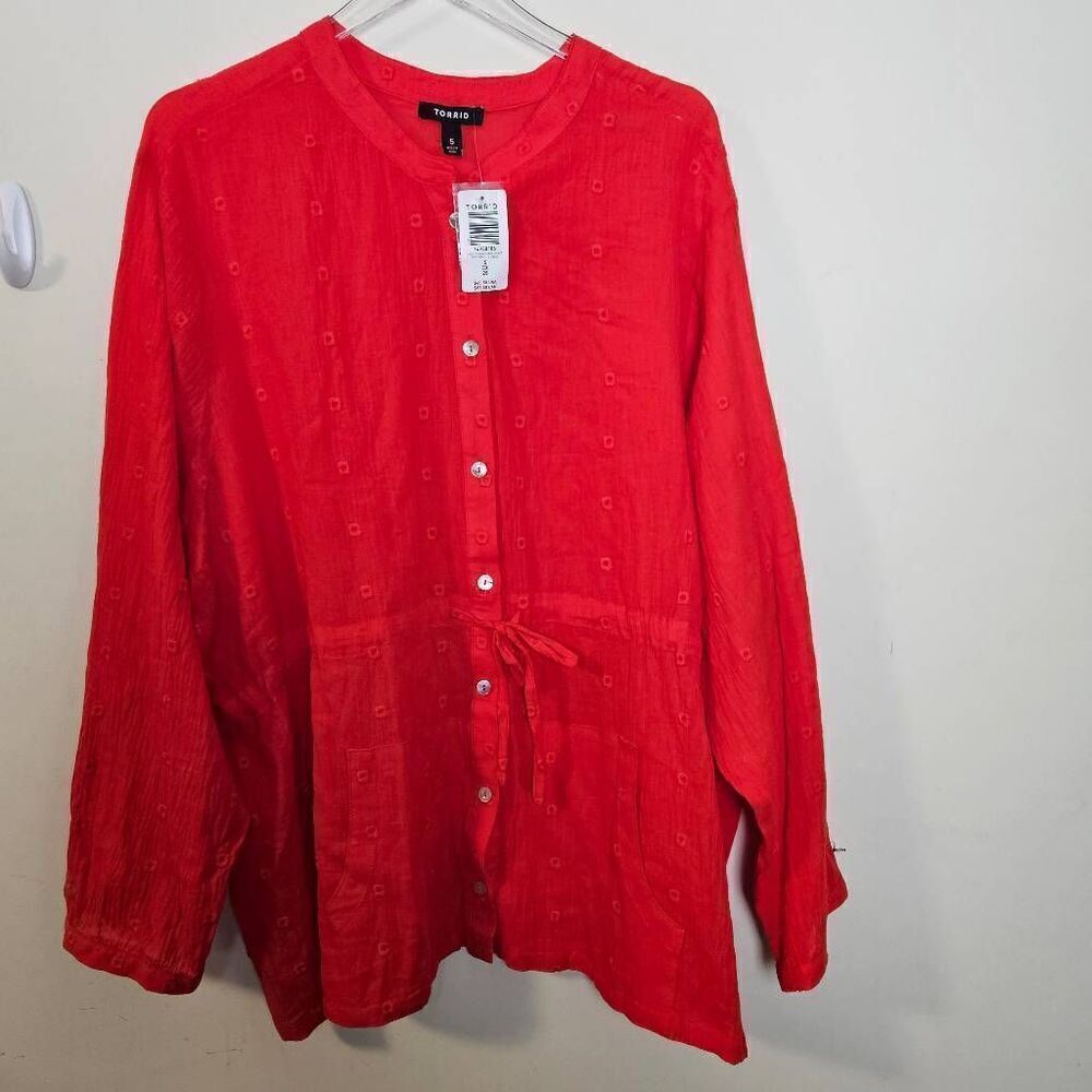 Torrid Red Gauze Embroidered Jacket 5X NWT